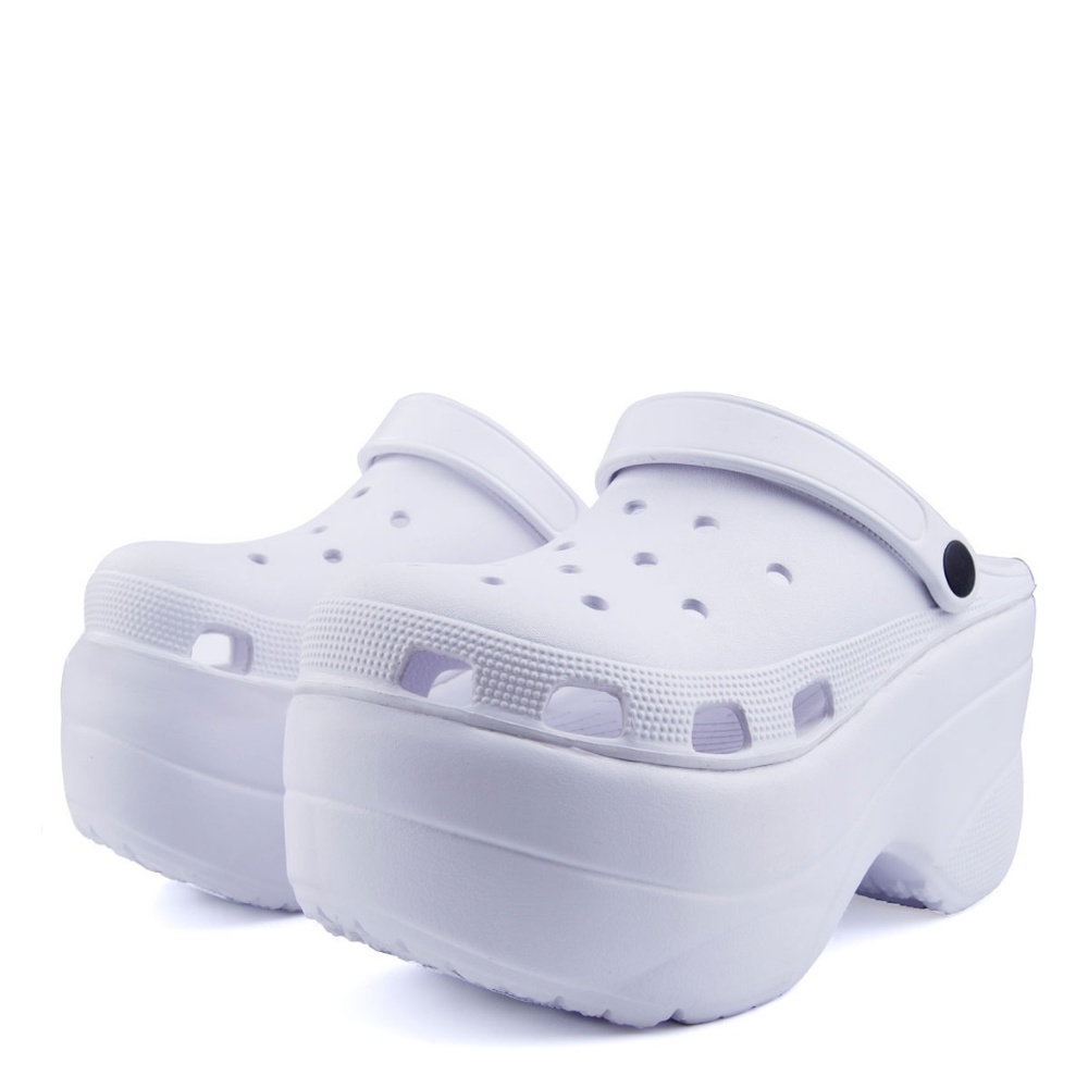 NEW🔥 Unisex White Slip-On Platform Slide Sandal Clogs Wedge High Heel Slingback - Picture 3 of 6